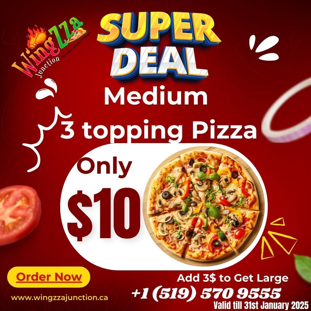 Medium Pizzas with 3 Toppings Each